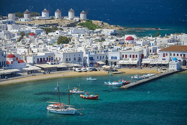 Europe, Greece, Cyclades island, Aegean Sea, Mykonos, Myconos Harbour