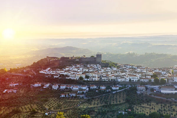 Europe, Iberia, Portugal, The Alentejo, view of the fortified medieval hilltop town
