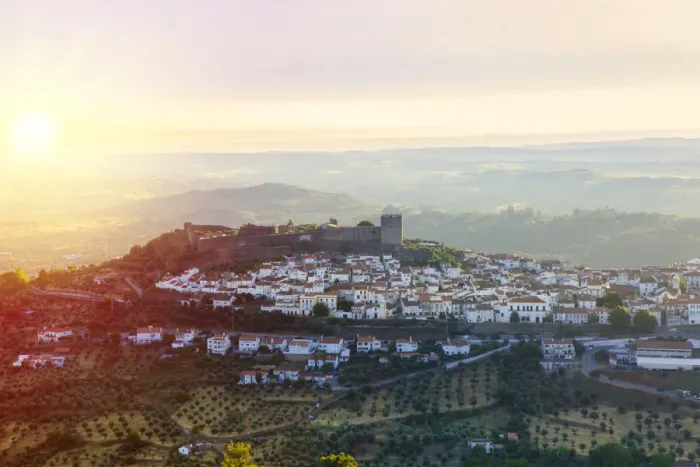 Framed Print : Europe, Iberia, Portugal, The Alentejo, view of the fortified medieval hilltop town Framed Print : Europe, Iberia, Portugal, The Alentejo, view of the fortified medieval hilltop town