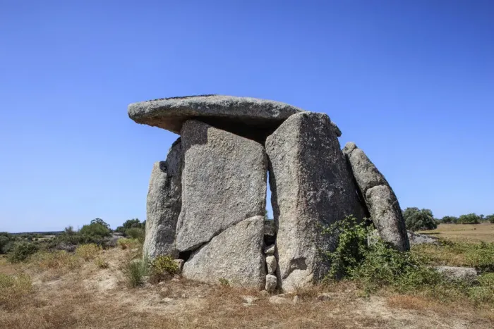 Framed Print : Europe, Iberia, Portugal, The Alentejo, megalithic monument; dolmen of Tapadao or Framed Print : Europe, Iberia, Portugal, The Alentejo, megalithic monument; dolmen of Tapadao or