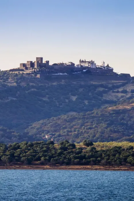Framed Print : Europe, Iberia, Portugal, The Alentejo; view of Alqueva lake and the medieval hilltop Framed Print : Europe, Iberia, Portugal, The Alentejo; view of Alqueva lake and the medieval hilltop
