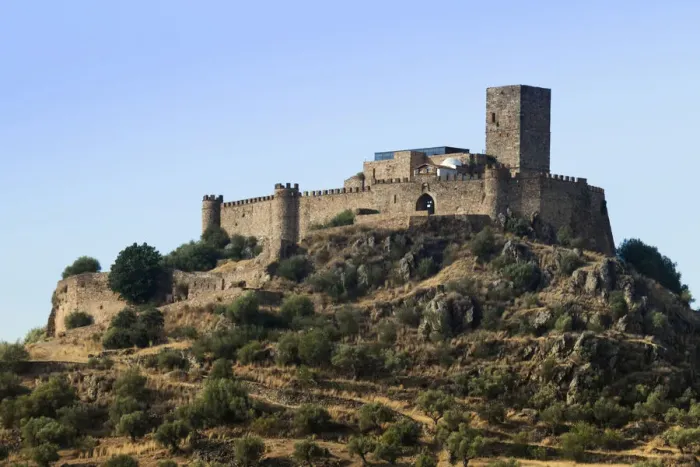 Framed Print : Europe, Iberia, Spain, Badajoz, Alconchel, Miraflores templar castle (Castillo de