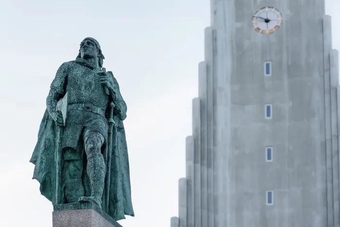 Framed Print : Europe, Iceland, Reykjavik: Leif Erikson statue in front of Hallgrímskirkja Framed Print : Europe, Iceland, Reykjavik: Leif Erikson statue in front of Hallgrímskirkja