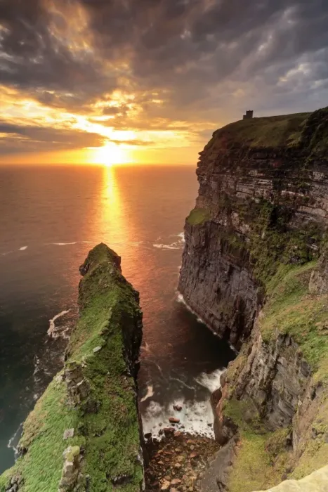 Framed Print : Europe, Ireland, Clare county, Cliffs of Moher at sunset