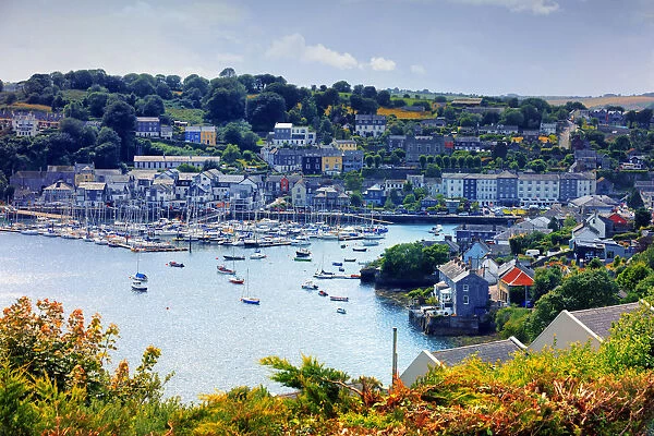 Europe, Ireland, Kinsale village and little harbour overview from a viewpoint