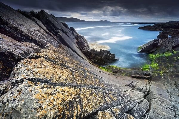 Europe, Ireland, rock formations along Beara peninsula coastline