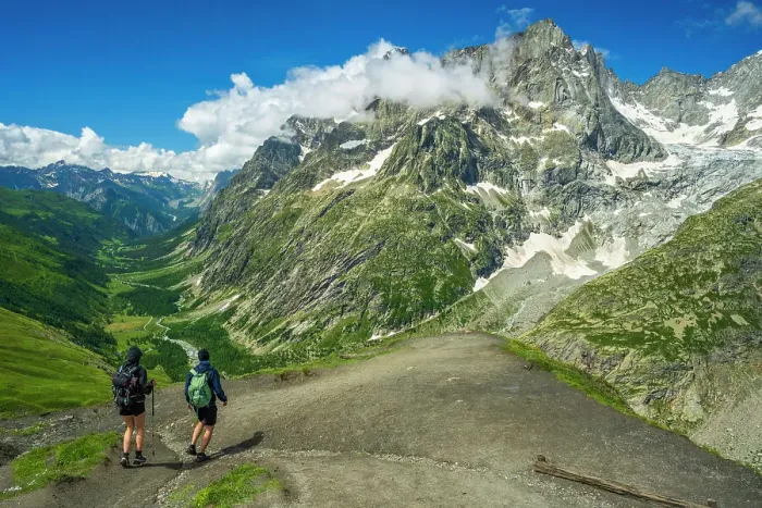 Framed Print : Europe, Italy, Aosta Valley. Hiking from the Val Ferret on the Balcony of the Mont Blanc in front of the Mont Blanc Massif. Part of the route TMB, Tour du Mont Blanc Framed Print : Europe, Italy, Aosta Valley. Hiking from the Val Ferret on the Balcony of the Mont Blanc in front of the Mont Blanc Massif. Part of the route TMB, Tour du Mont Blanc