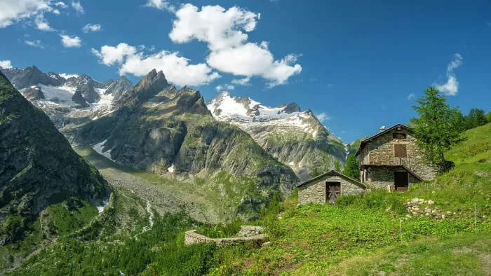 Framed Print : Europe, Italy, Aosta Valley. On the Tour du Mont Blanc TMB in front of the Mont Blanc Massif Framed Print : Europe, Italy, Aosta Valley. On the Tour du Mont Blanc TMB in front of the Mont Blanc Massif