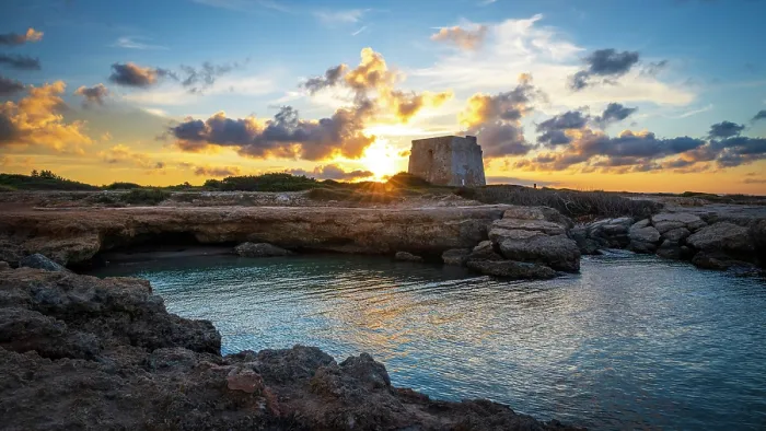 Framed Print : Europe, Italy, Apulia. Sunset at the beach of Torre Pozzella near Ostuni Framed Print : Europe, Italy, Apulia. Sunset at the beach of Torre Pozzella near Ostuni