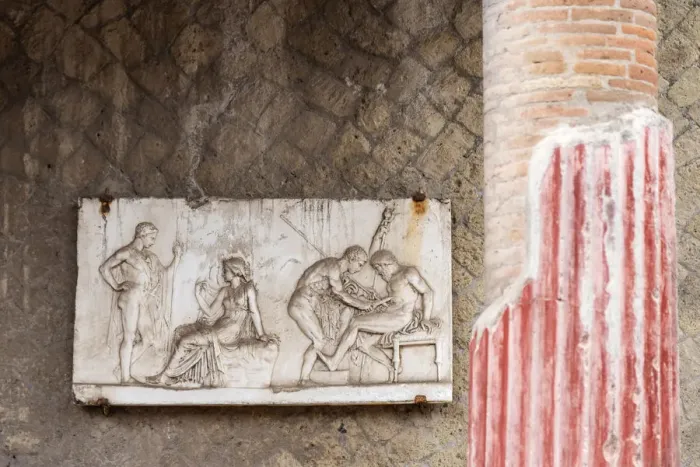 Framed Print : Europe, Italy, Campania. Herculaneum. Marble relief Framed Print : Europe, Italy, Campania. Herculaneum. Marble relief