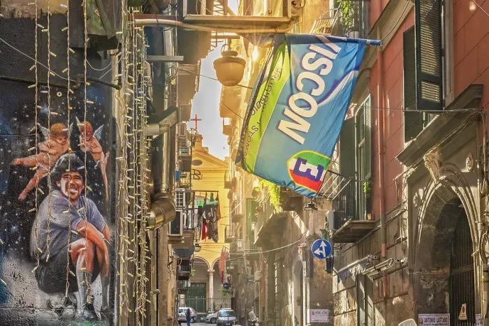 Framed Print : Europe, Italy, Campania. Naples. In the Quartieri Spagnoli, the spanish quarter
