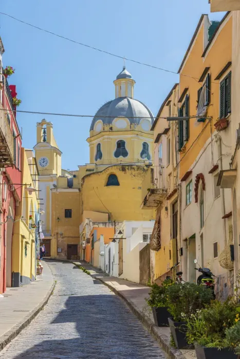 Framed Print : Europe, Italy, Campania. A typical street on the island of Procida Framed Print : Europe, Italy, Campania. A typical street on the island of Procida