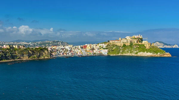Europe, Italy, Campania. View towards the Marina Corricella of Procida island