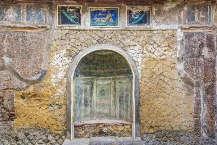 Framed Print : Europe, Italy, Campania. Wall paintings inside a villa of Herculaneum