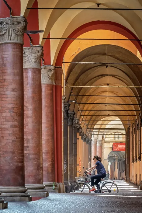 Framed Print : europe, Italy, Emilia-Romagna, Bologna. A road in the historic centre with the typical porticoes Framed Print : europe, Italy, Emilia-Romagna, Bologna. A road in the historic centre with the typical porticoes