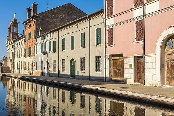 Europe, Italy, Emilia-Romagna. a street scene in Comacchio