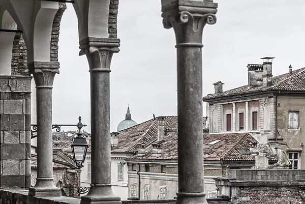Europe, Italy, Friuli-Venezia-Giulia. The arcades of the Piazzale del Castello in Udine