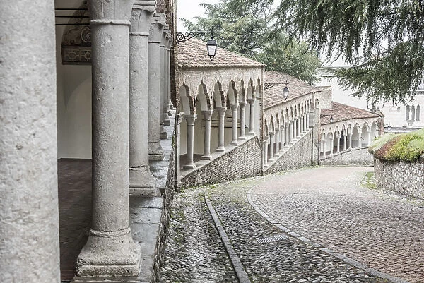 europe, Italy, Friuli-Venezia-Giulia. The arcades of the Piazzale del Castello in Udine