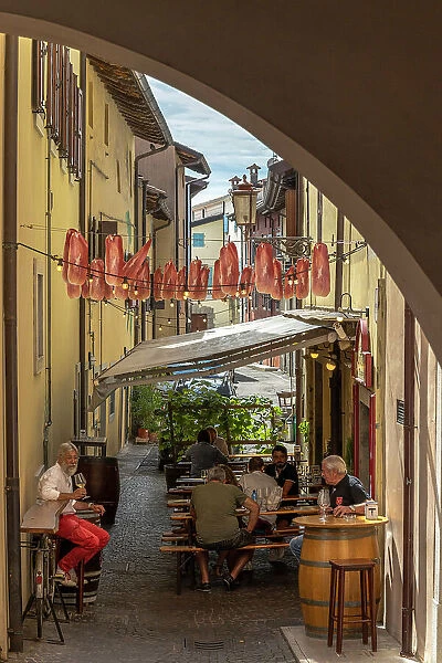 europe, Italy, Friuli Venezia Giulia. San Daniele dei Friuli, a tavern offering prosciutto tastings with wine