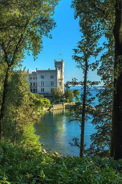 europe, Italy, Friuli Venezia Giulia. The castle of Miramare in the Gulf of Trieste