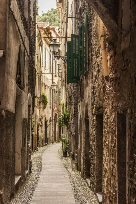 Framed Print : Europe, Italy, Liguria. Badalucco. One of the narrow streets of the little town Framed Print : Europe, Italy, Liguria. Badalucco. One of the narrow streets of the little town