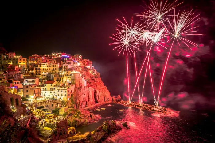 Framed Print : Europe, Italy, Liguria. Fireworks in Manarola for San Lorenzo Framed Print : Europe, Italy, Liguria. Fireworks in Manarola for San Lorenzo