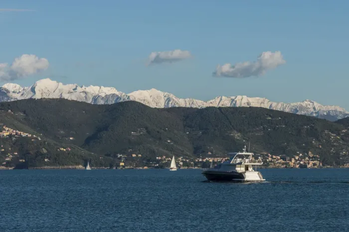 Framed Print : Europe, Italy, Liguria, the Gulf of La Spezia with the snowy Apuan Alps in the background Framed Print : Europe, Italy, Liguria, the Gulf of La Spezia with the snowy Apuan Alps in the background