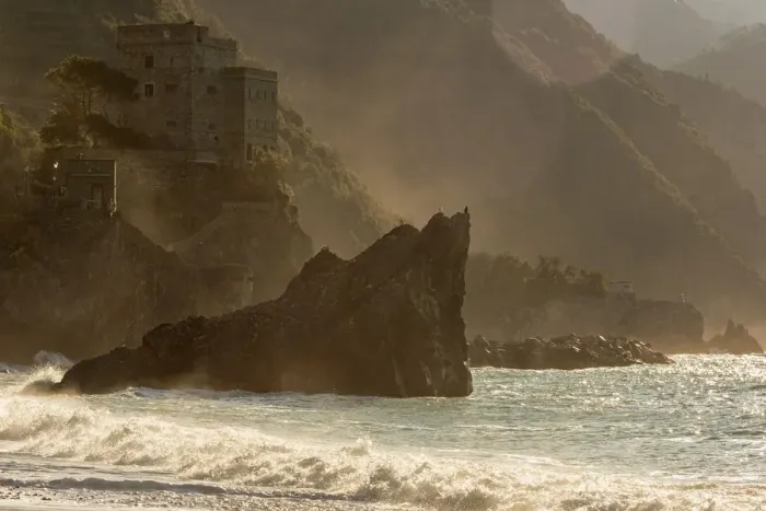 Framed Print : Europe, Italy, Liguria. Monterosso beach in the morning sun Framed Print : Europe, Italy, Liguria. Monterosso beach in the morning sun