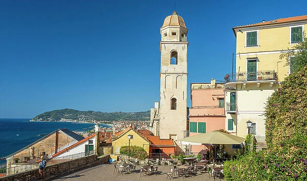 Europe, Italy, Liguria, The piazza of the church of Cervo