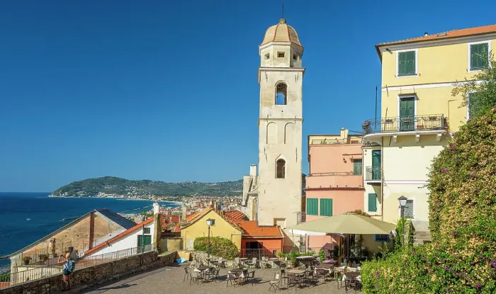 Framed Print : Europe, Italy, Liguria, The piazza of the church of Cervo Framed Print : Europe, Italy, Liguria, The piazza of the church of Cervo