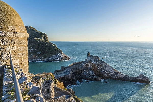 Europe, Italy, Liguria, Portovenere, view from the Doria castle towards San Pietro