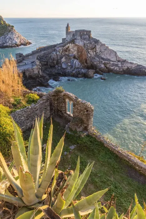 Framed Print : Europe, Italy, Liguria, Portovenere. Sunset with church San Pietro Framed Print : Europe, Italy, Liguria, Portovenere. Sunset with church San Pietro