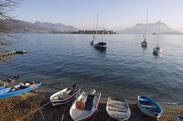 Europe, Italy, Lombardy, Lakes District, boats on Lake Maggiore