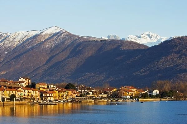 Europe, Italy, Lombardy, Lakes District, Feriolo town, sunrise on Lake Maggiore