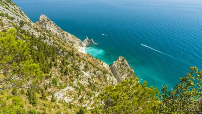 Framed Print : europe, Italy, the Marches. Monte Conero, view towards the spiaggia delle due sorelle Framed Print : europe, Italy, the Marches. Monte Conero, view towards the spiaggia delle due sorelle