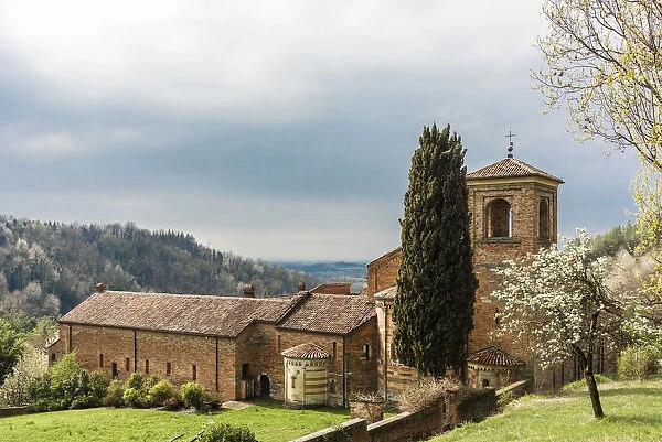 Europe, Italy, Piedmont. The abbey of Vezzolano in spring time
