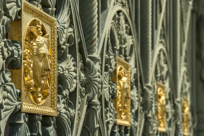 Framed Print : Europe, Italy, Piedmont. Detail of the enclosure of the Royal palace of Turin