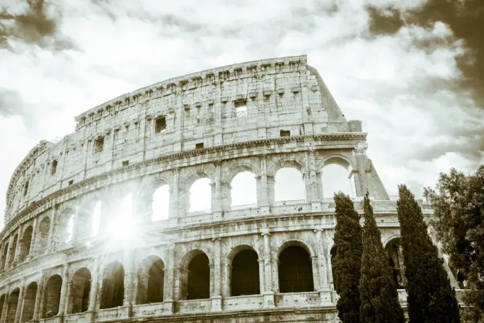 Framed Print : Europe, Italy, Rome. The Colosseum with morning sun, black and white Framed Print : Europe, Italy, Rome. The Colosseum with morning sun, black and white