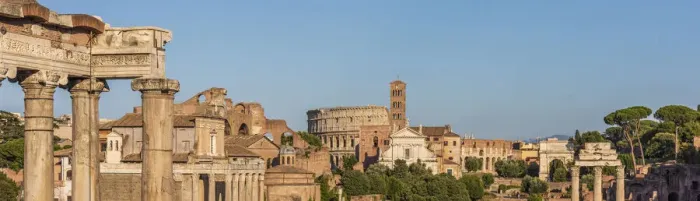 Framed Print : europe, Italy, Rome. View over the Forum Romanum towards the Colosseum