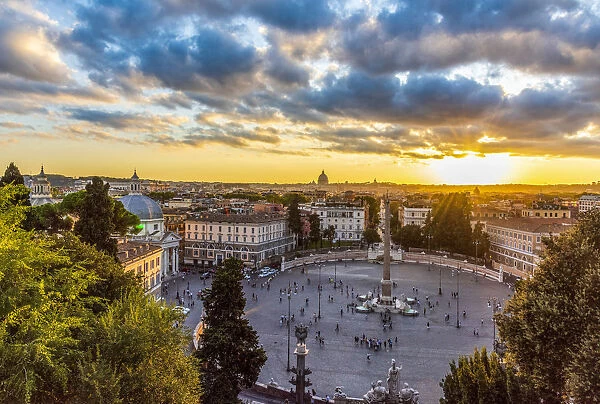 Europe, Italy, Rome. View toward the Piazza del Popolo and Saint Peter
