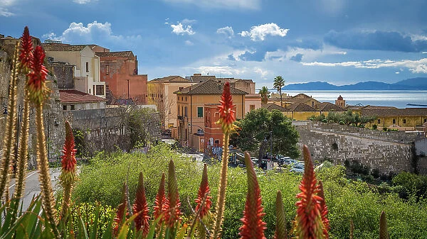 europe, Italy, Sardinia. Cagliari, view of the ancient part of the town towards the sea