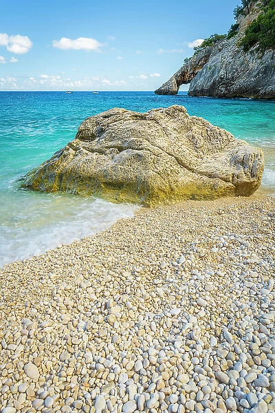 Europe, Italy, Sardinia. Cala Goloritze, the beach and the arch