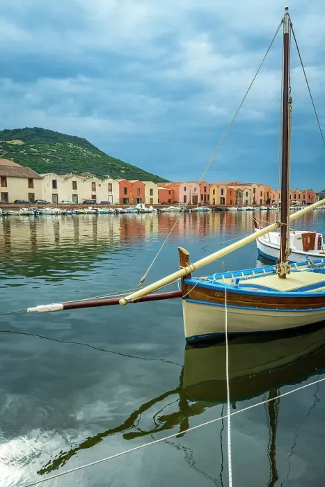 Framed Print : Europe, Italy, Sardinia. A traditional sailingboat anchoring on the banks of River Temo in Bosa Framed Print : Europe, Italy, Sardinia. A traditional sailingboat anchoring on the banks of River Temo in Bosa