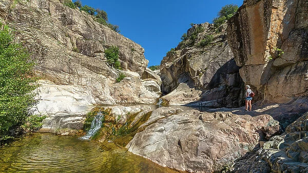 Europe, Italy, Sardinia. The waterfalls of Bau Mela near to Villanova Strisaili