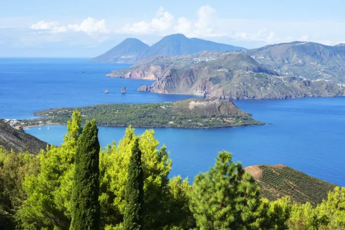 Framed Print : Europe, Italy, Sicily, Aeolian Islands, Vulcano Island, High angle view of Lipari Framed Print : Europe, Italy, Sicily, Aeolian Islands, Vulcano Island, High angle view of Lipari