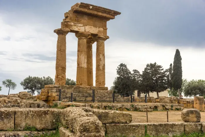 Framed Print : Europe, Italy, Sicily. Agrigento, the re-assembled remains of the temple of the Dioscuri Framed Print : Europe, Italy, Sicily. Agrigento, the re-assembled remains of the temple of the Dioscuri
