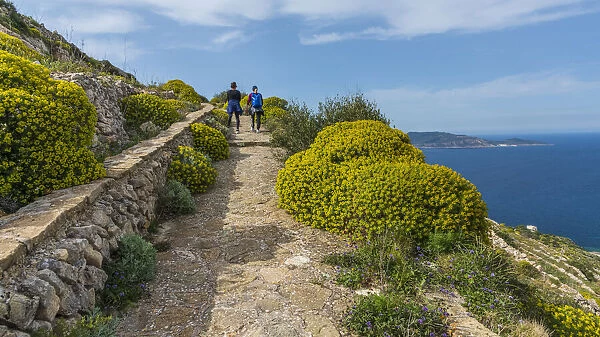 europe, Italy, Sicily, Favignana. The hike to the Mountain of the Castle of Santa Caterina