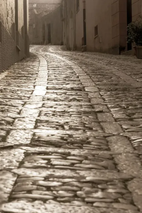 Framed Print : Europe, Italy, Sicily. A foggy morning in the streets of Erice Framed Print : Europe, Italy, Sicily. A foggy morning in the streets of Erice