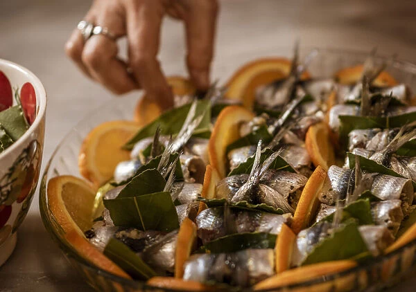 europe, Italy, Sicily. Palermo, traditional sarde beccafico prepared during a cooking course