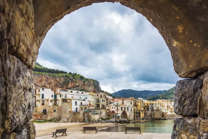 Framed Print : Europe, Italy, Sicily. A view towards the little harbor of Cefalu Framed Print : Europe, Italy, Sicily. A view towards the little harbor of Cefalu